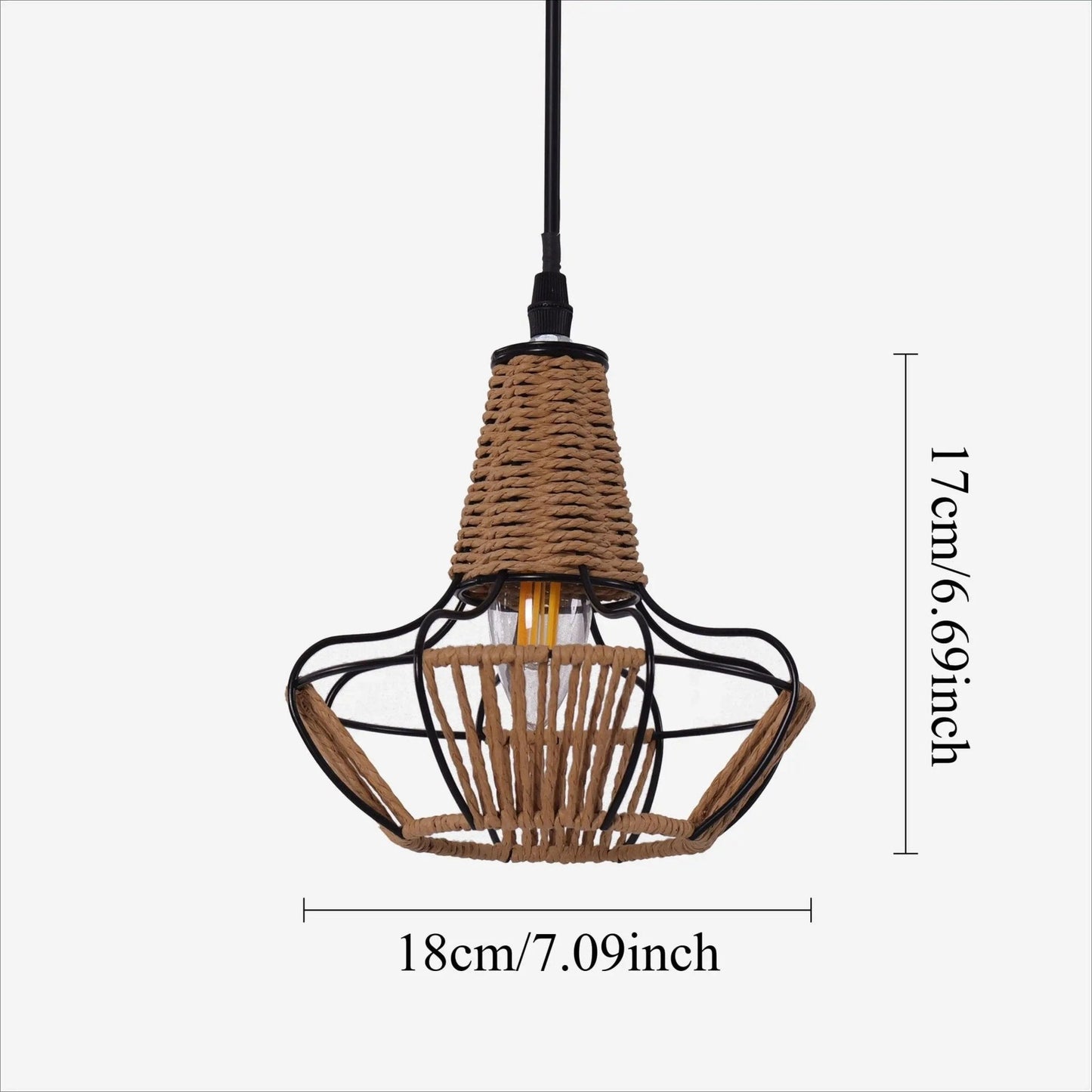 Lightsin Rustic Iron Woven Rattan Pendant Light for Dining Room, Reading Corner & Bedroom - House Comfort
