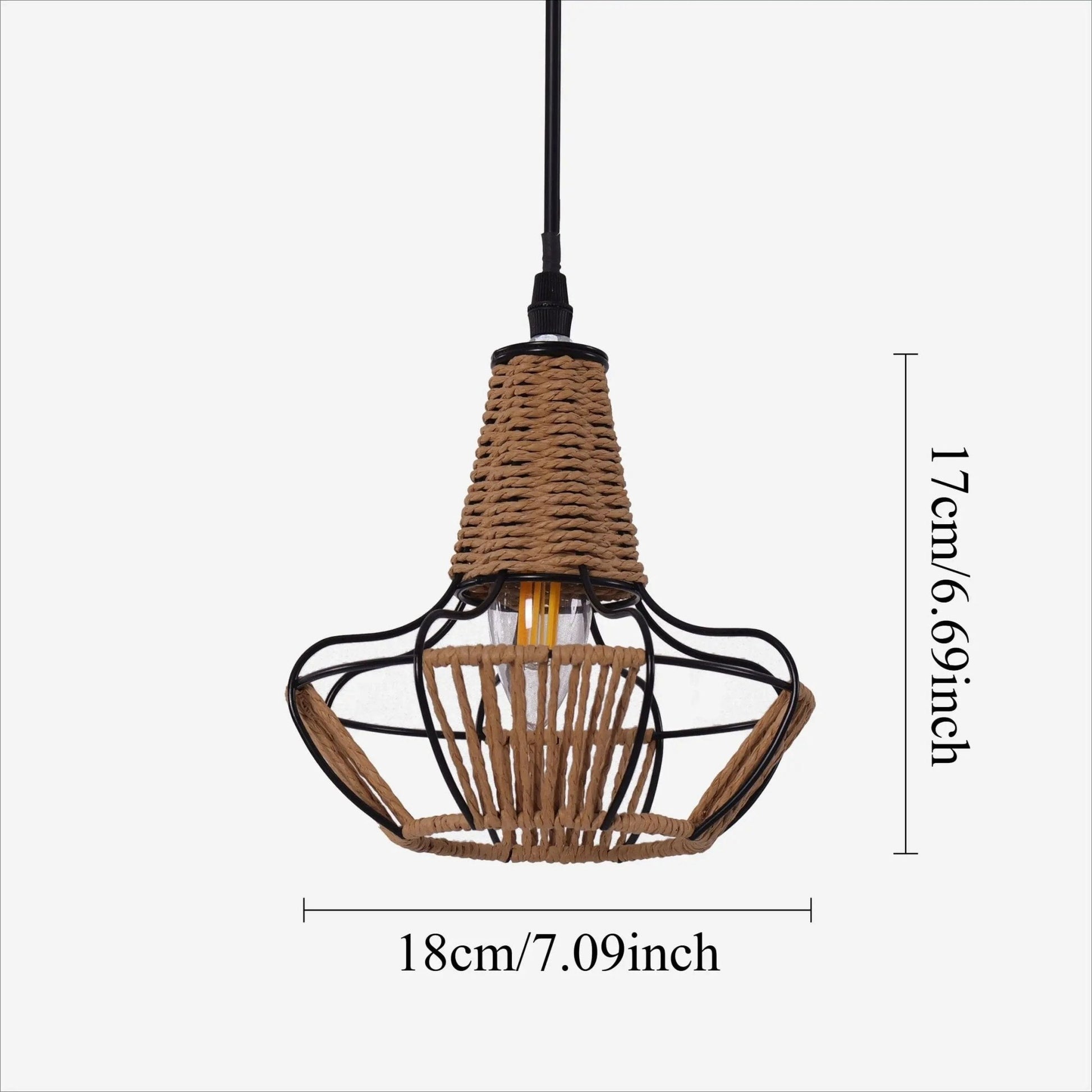 Lightsin Rustic Iron Woven Rattan Pendant Light for Dining Room, Reading Corner & Bedroom - House Comfort