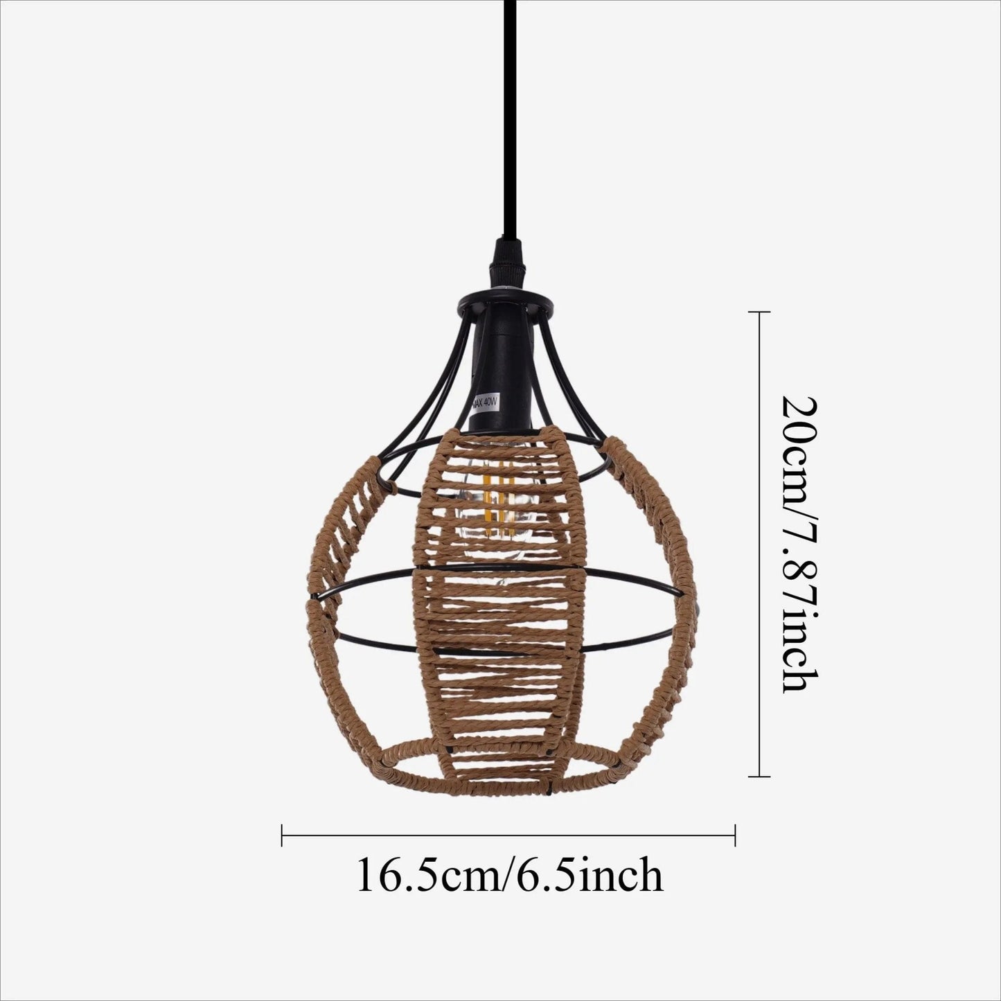 Lightsin Rustic Iron Woven Rattan Pendant Light for Dining Room, Reading Corner & Bedroom - House Comfort