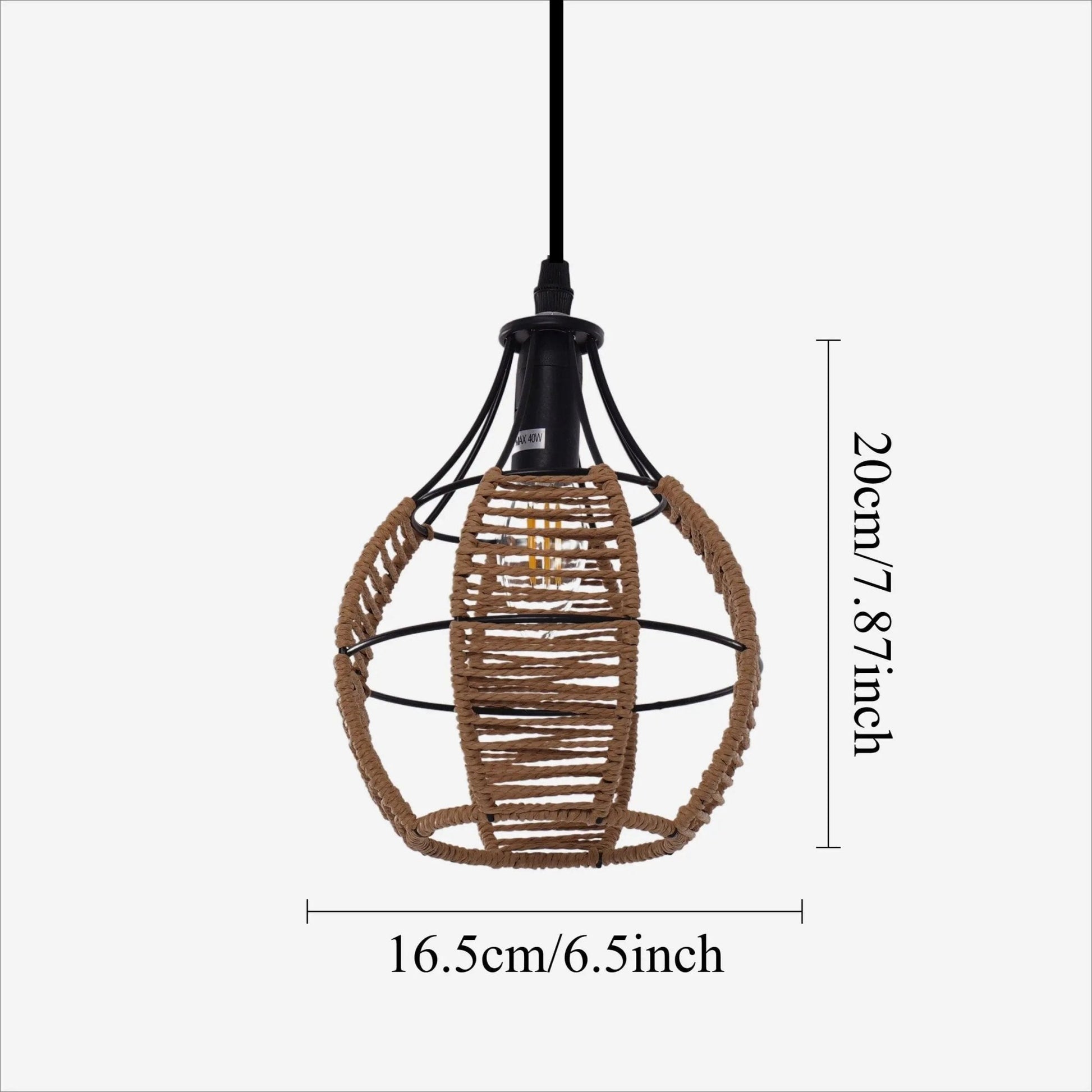 Lightsin Rustic Iron Woven Rattan Pendant Light for Dining Room, Reading Corner & Bedroom - House Comfort