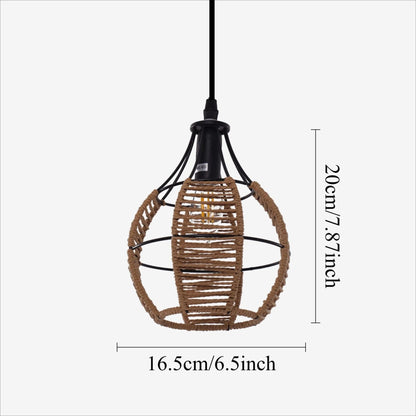 Lightsin Rustic Iron Woven Rattan Pendant Light for Dining Room, Reading Corner & Bedroom - House Comfort