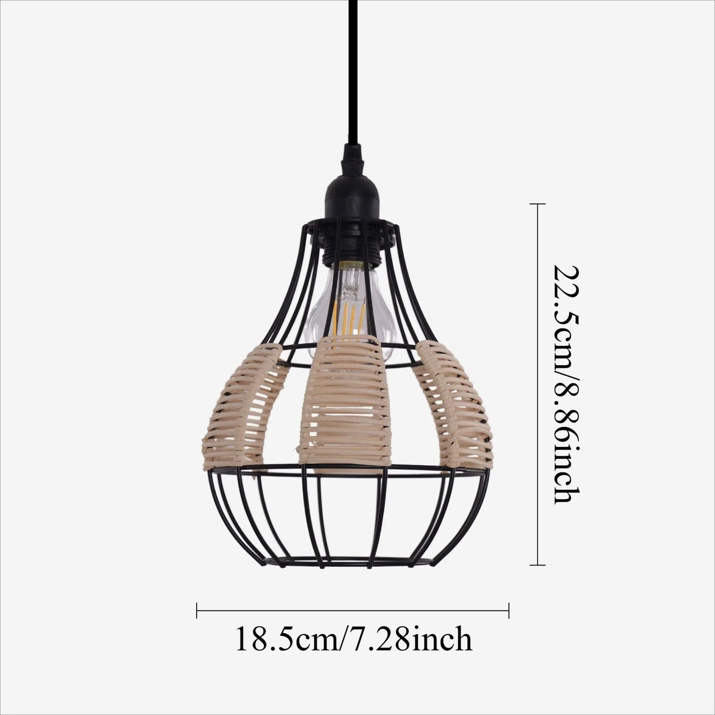 Lightsin Rustic Iron Woven Rattan Pendant Light for Dining Room, Reading Corner & Bedroom - House Comfort