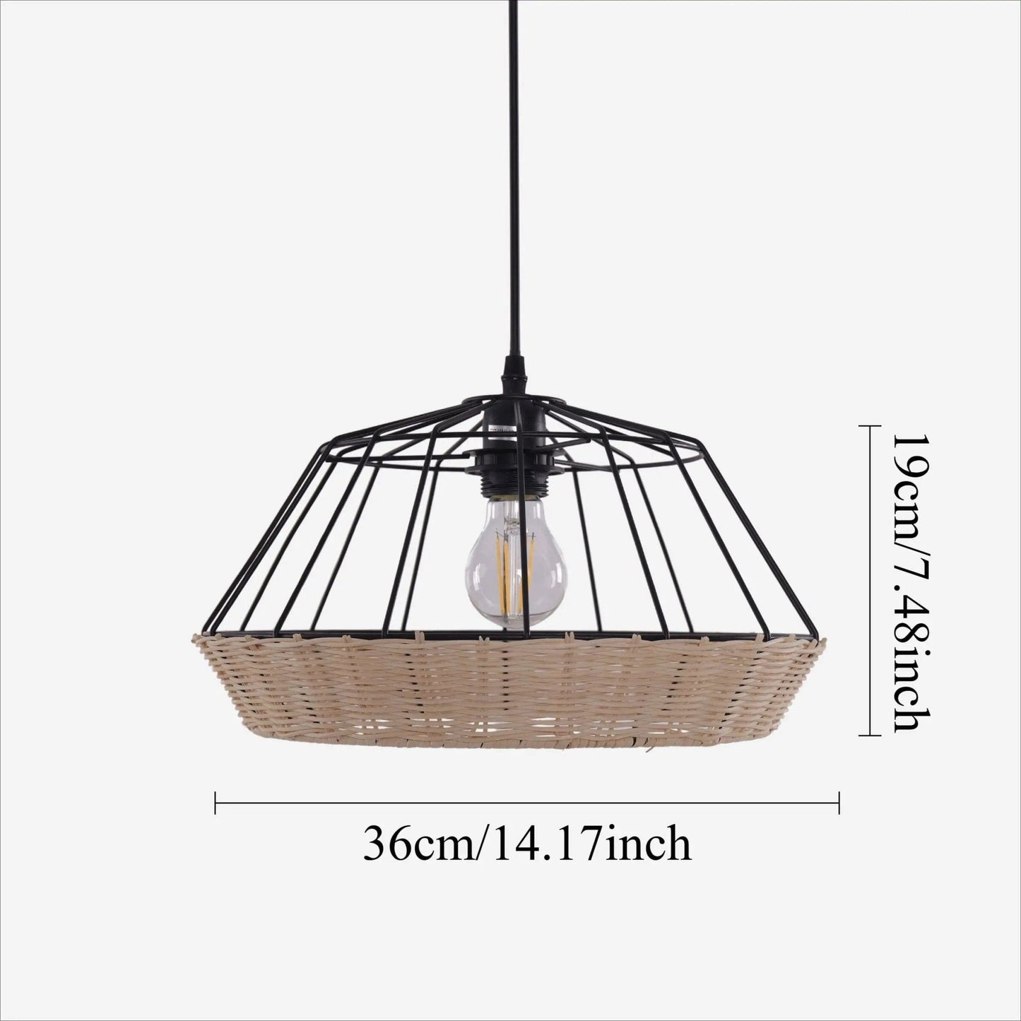 Lightsin Rustic Iron Woven Rattan Pendant Light for Dining Room, Reading Corner & Bedroom - House Comfort