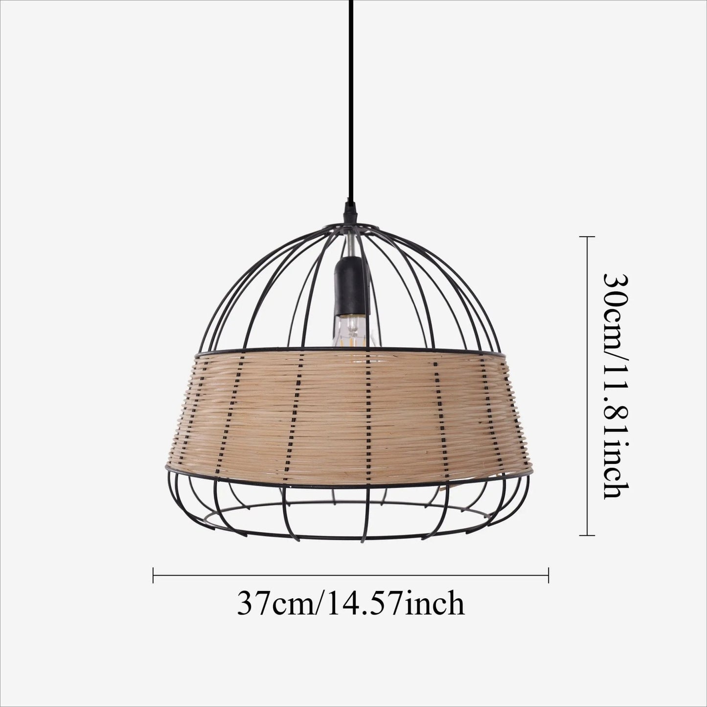 Lightsin Rustic Iron Woven Rattan Pendant Light for Dining Room, Reading Corner & Bedroom - House Comfort