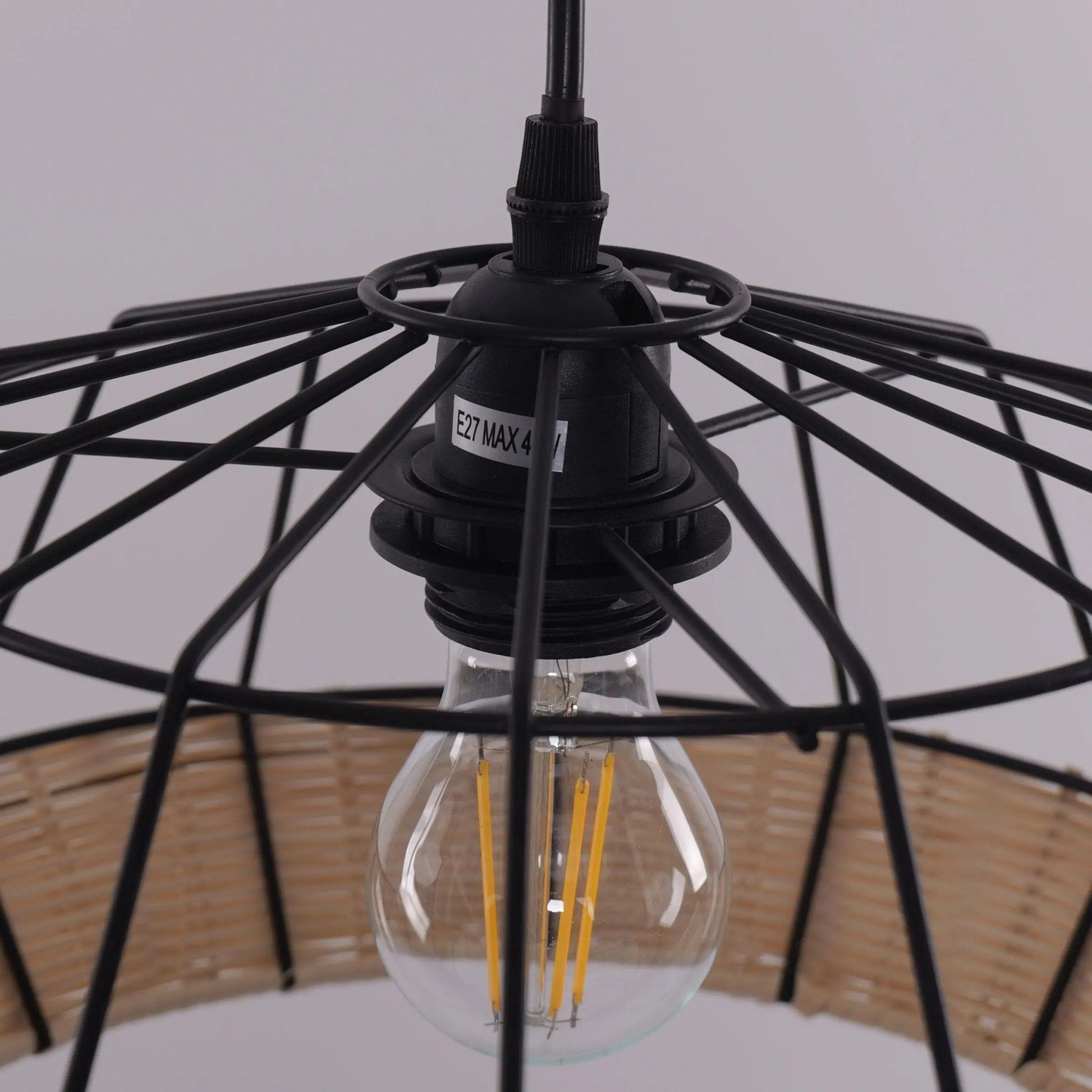 Lightsin Rustic Iron Woven Rattan Pendant Light for Dining Room, Reading Corner & Bedroom - House Comfort