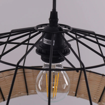 Lightsin Rustic Iron Woven Rattan Pendant Light for Dining Room, Reading Corner & Bedroom - House Comfort