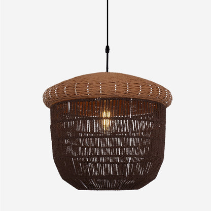 Lightsin Rustic Paper Rope Pendant Ceiling Light – Handwoven Eco - Friendly Light Fixture for Living Room, Dining, and Bedroom Ambiance - House Comfort