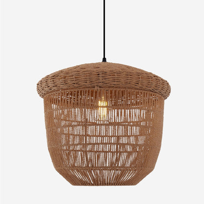 Lightsin Rustic Paper Rope Pendant Ceiling Light – Handwoven Eco - Friendly Light Fixture for Living Room, Dining, and Bedroom Ambiance - House Comfort