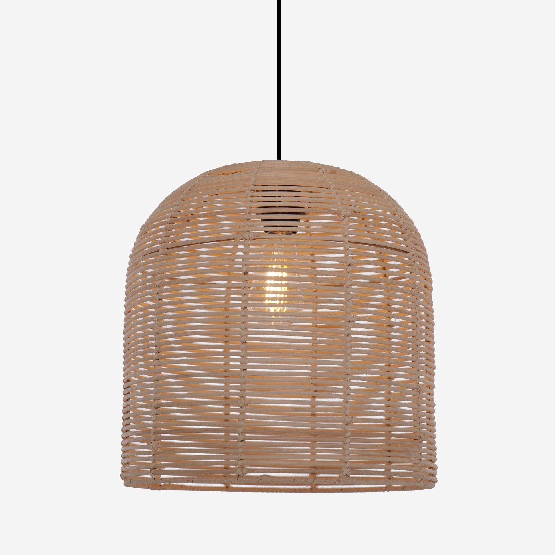 Lightsin Rustic Rattan Dome Pendant Light – Handwoven Ceiling Pendant Light for Living Room, Kitchen, and Modern Rustic Interiors - House Comfort