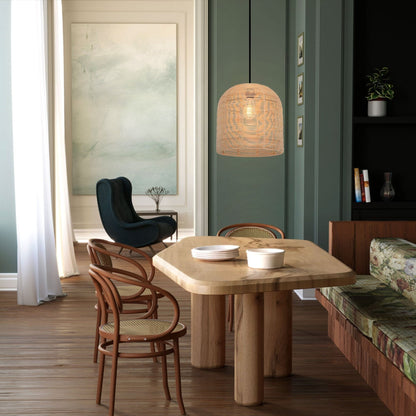 Lightsin Rustic Rattan Dome Pendant Light – Handwoven Ceiling Pendant Light for Living Room, Kitchen, and Modern Rustic Interiors - House Comfort