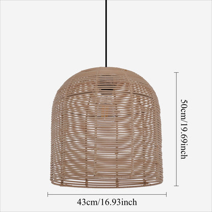 Lightsin Rustic Rattan Dome Pendant Light – Handwoven Ceiling Pendant Light for Living Room, Kitchen, and Modern Rustic Interiors - House Comfort