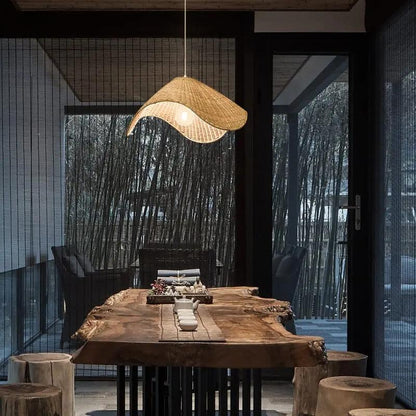 Lightsin Rustic Rattan Handcrafted Pendant Light for Living Room - House Comfort