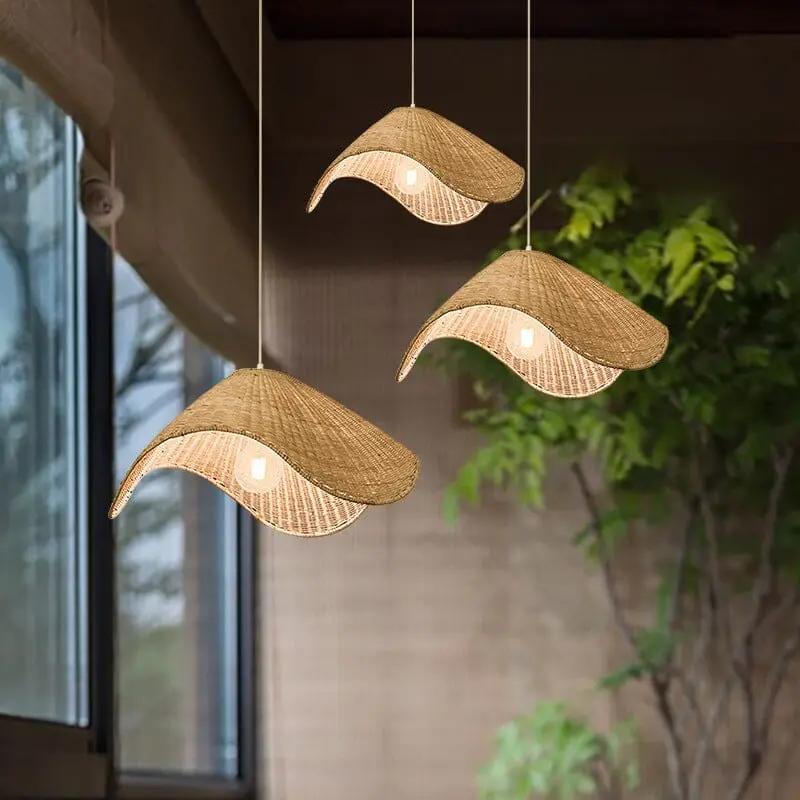 Lightsin Rustic Rattan Handcrafted Pendant Light for Living Room - House Comfort