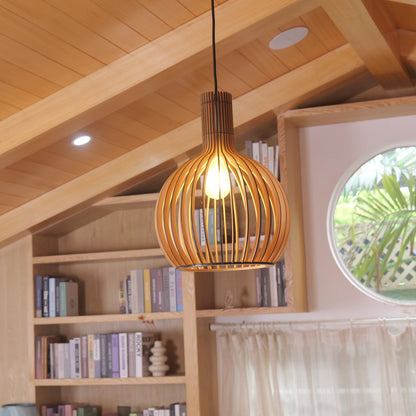 Lightsin Scandinavian LED Wooden Birdcage Pendant Light - House Comfort