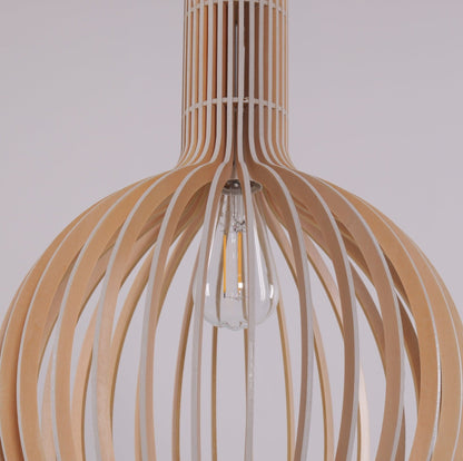 Lightsin Scandinavian LED Wooden Birdcage Pendant Light - House Comfort