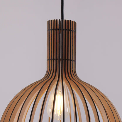 Lightsin Scandinavian LED Wooden Birdcage Pendant Light - House Comfort