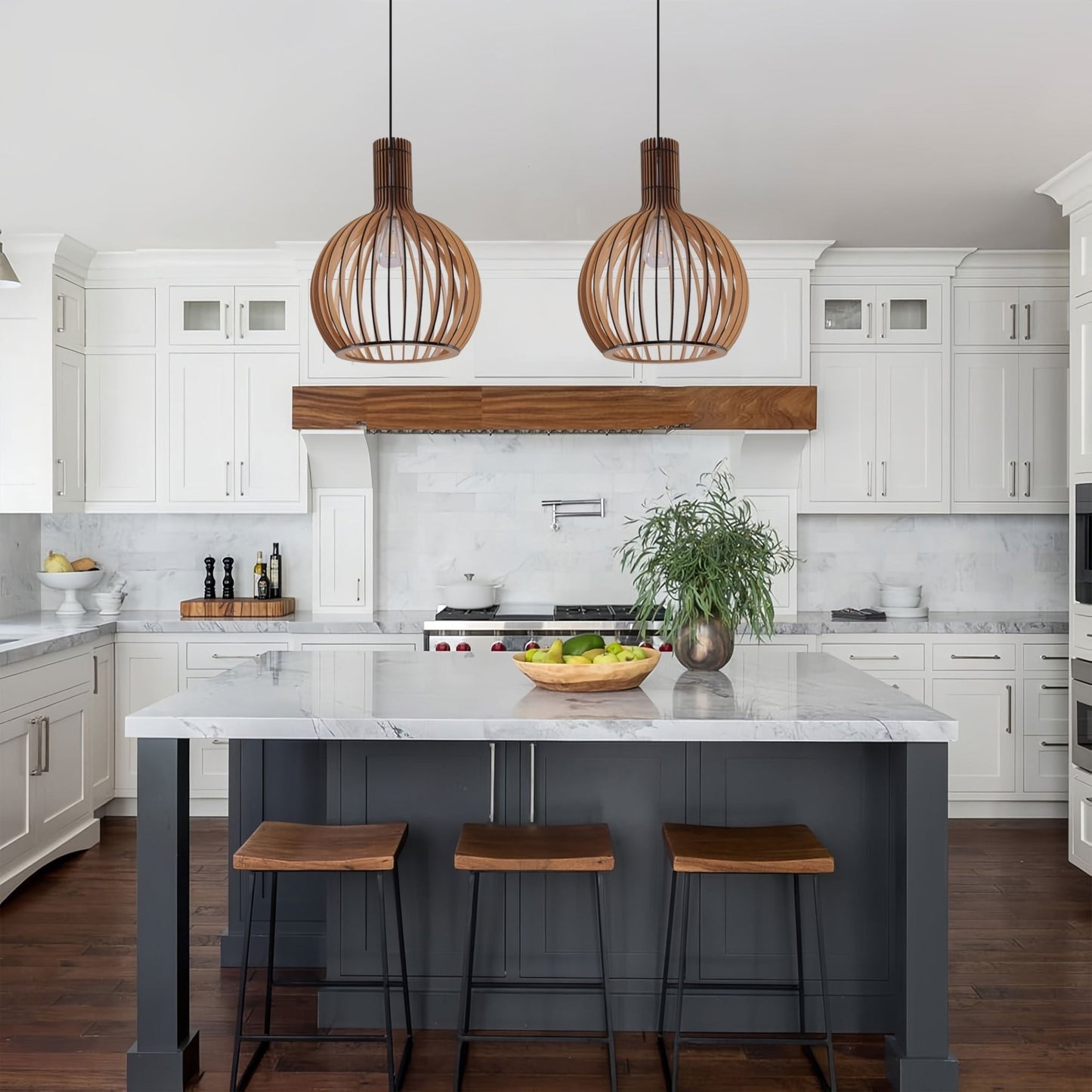 Lightsin Scandinavian LED Wooden Birdcage Pendant Light - House Comfort