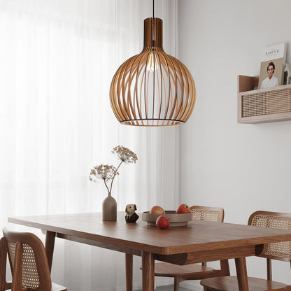 Lightsin Scandinavian LED Wooden Birdcage Pendant Light - House Comfort