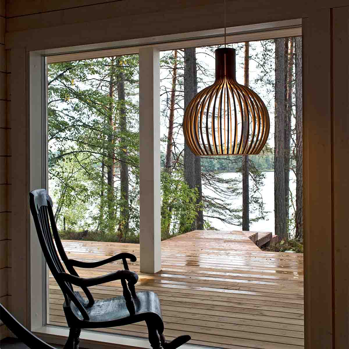 Lightsin Scandinavian LED Wooden Birdcage Pendant Light - House Comfort