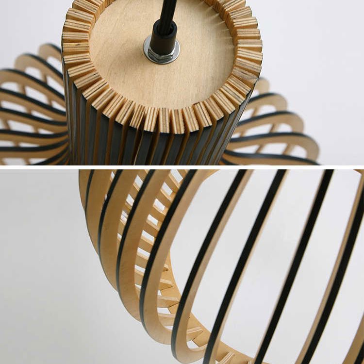 Lightsin Scandinavian LED Wooden Birdcage Pendant Light - House Comfort