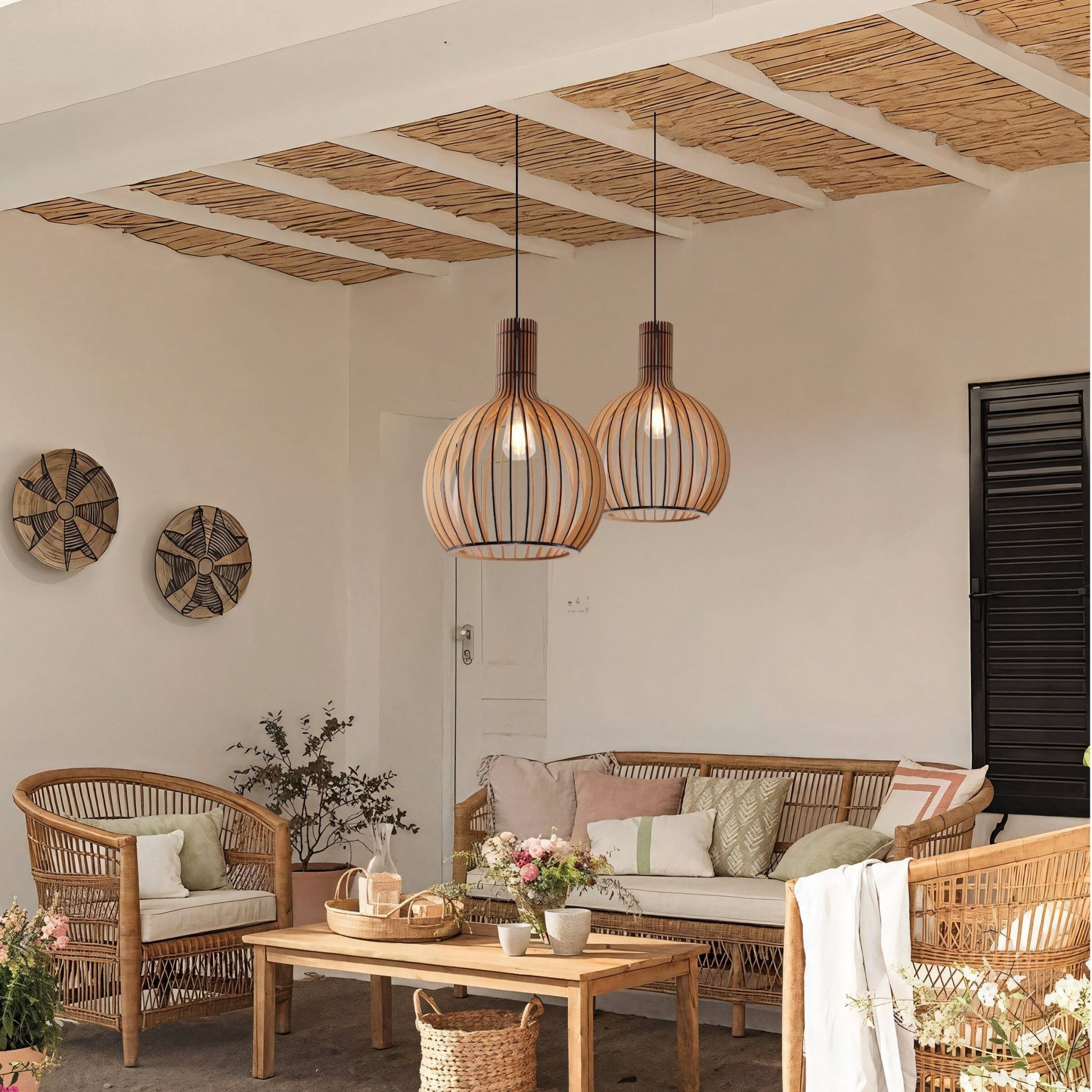 Lightsin Scandinavian LED Wooden Birdcage Pendant Light - House Comfort