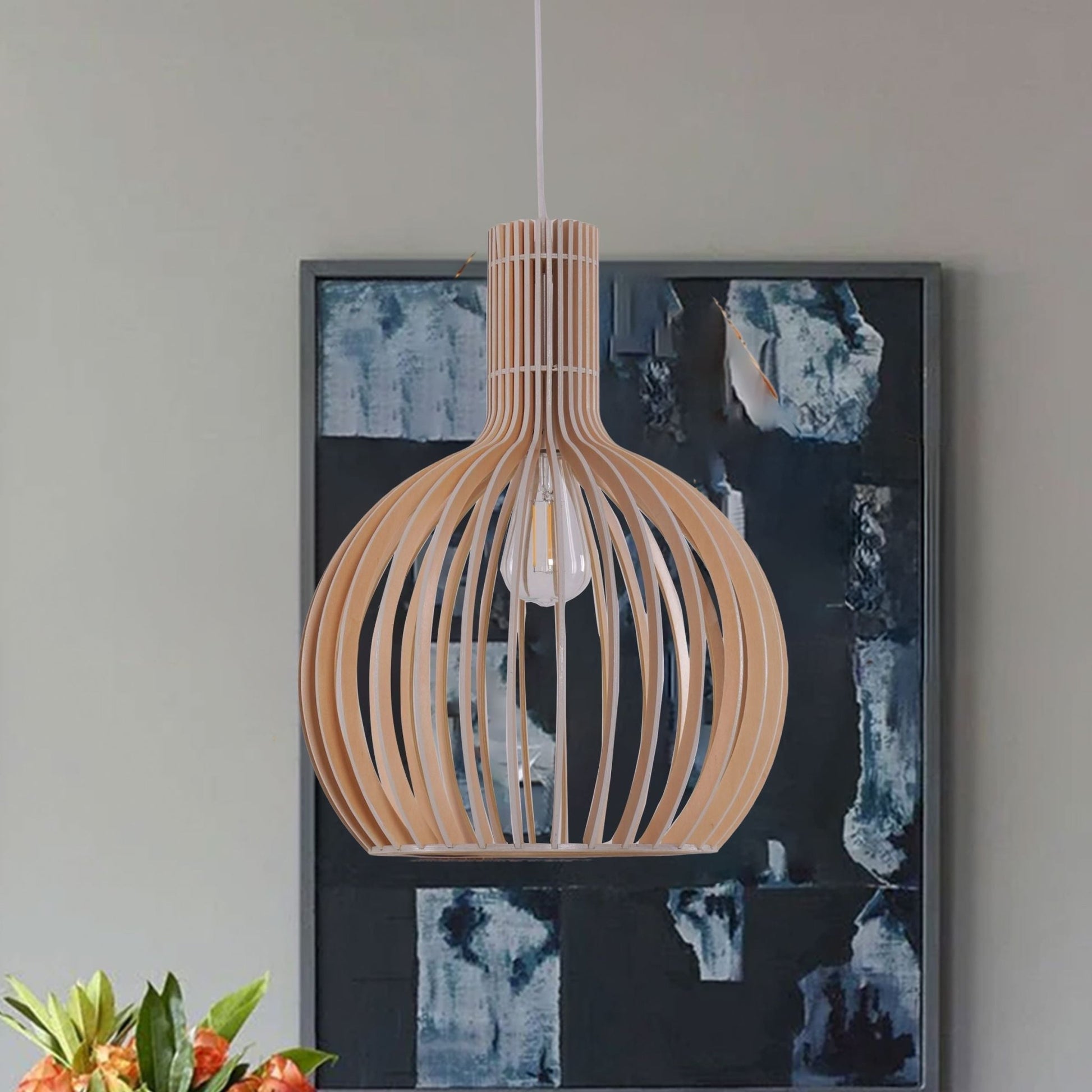 Lightsin Scandinavian LED Wooden Birdcage Pendant Light - House Comfort
