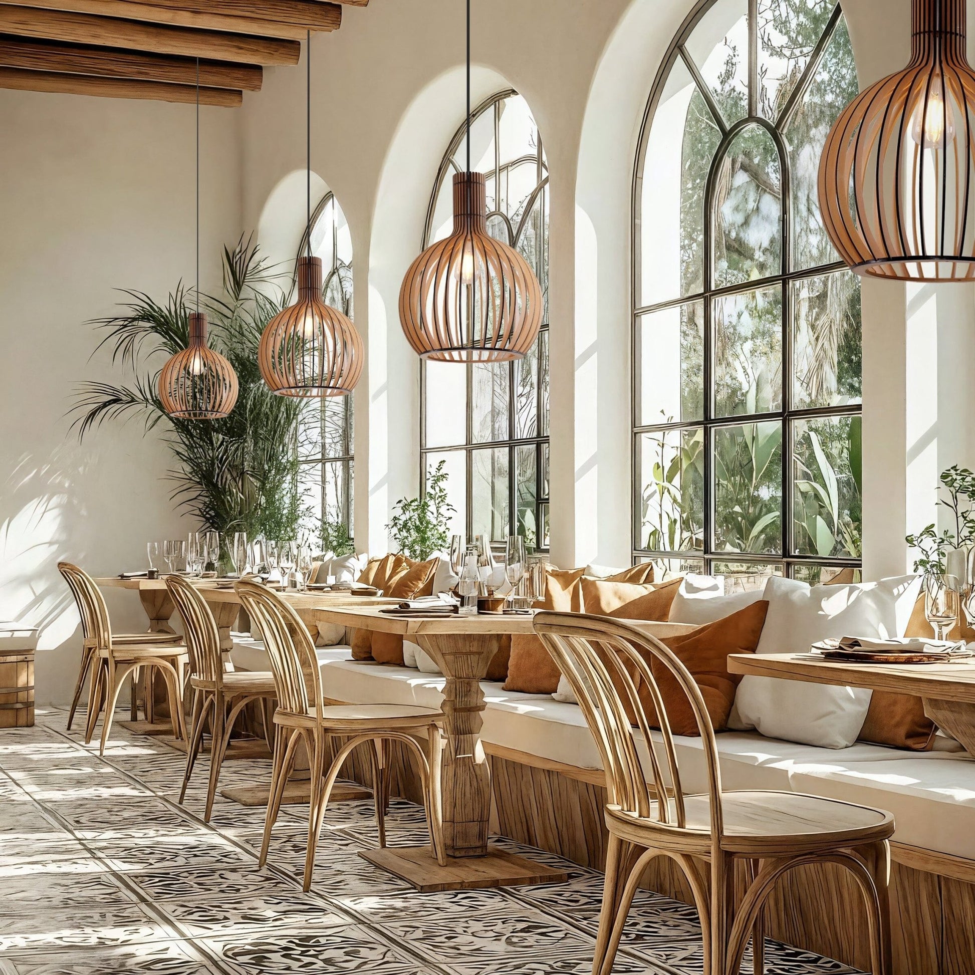 Lightsin Scandinavian LED Wooden Birdcage Pendant Light - House Comfort