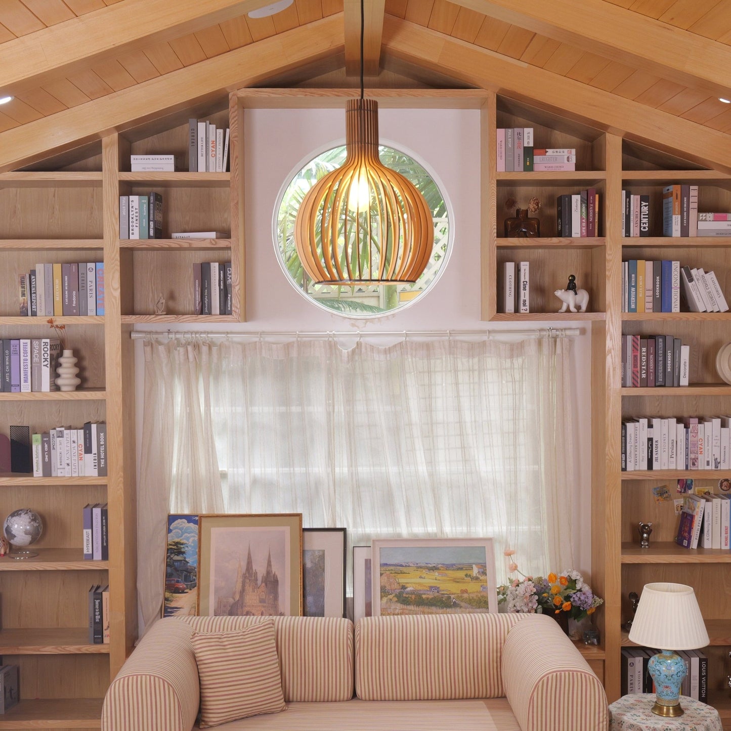 Lightsin Scandinavian LED Wooden Birdcage Pendant Light - House Comfort