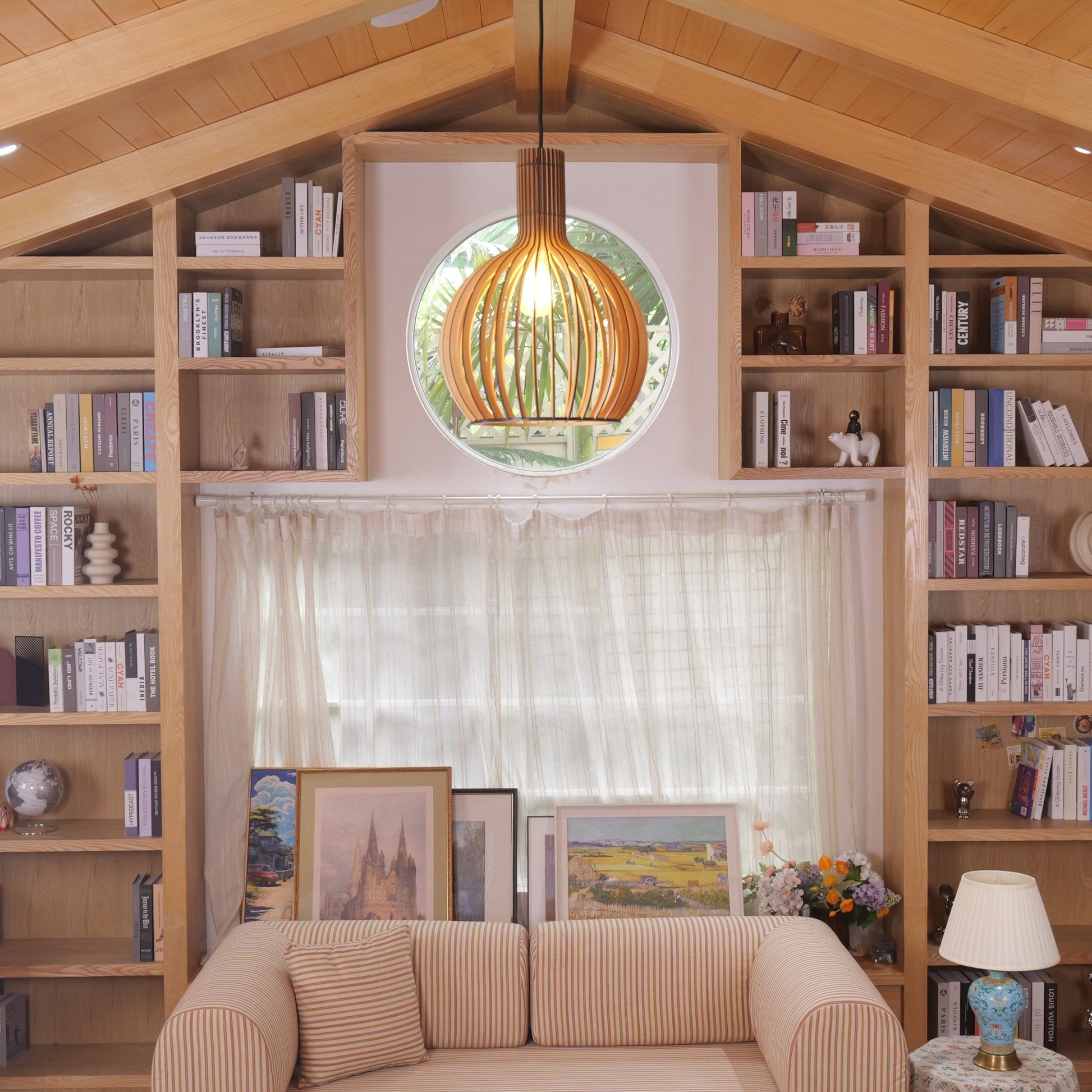 Lightsin Scandinavian LED Wooden Birdcage Pendant Light - House Comfort