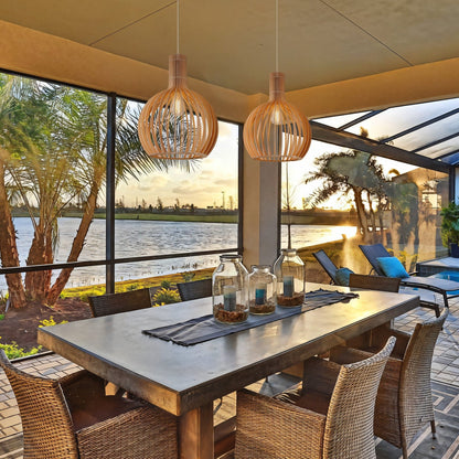 Lightsin Scandinavian LED Wooden Birdcage Pendant Light - House Comfort