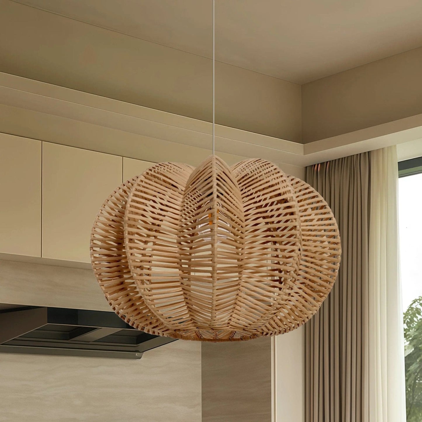 Lightsin Scandinavian Round Rattan Hanging Lamp - House Comfort