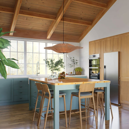 Lightsin Serene Wood Veneer LED Pendant Light with Tranquil Disc Design - House Comfort