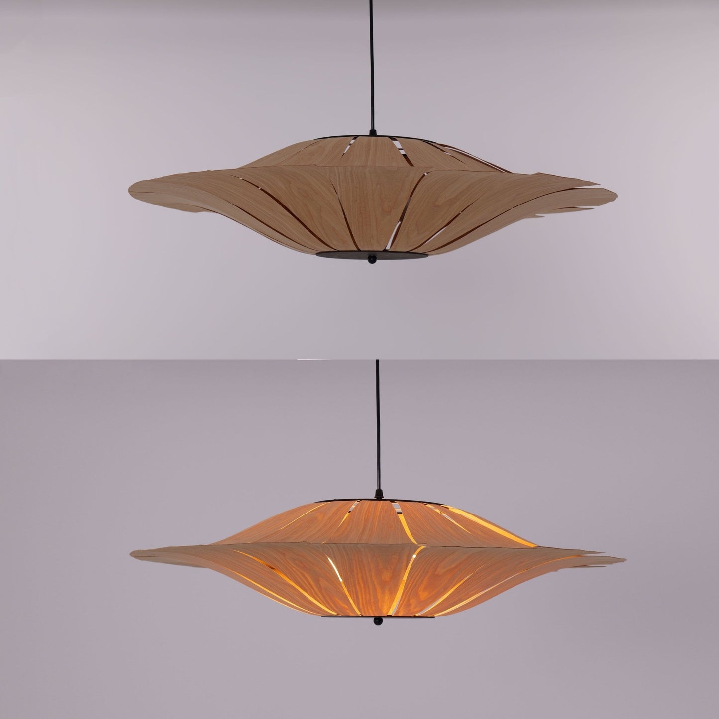 Lightsin Serene Wood Veneer LED Pendant Light with Tranquil Disc Design - House Comfort