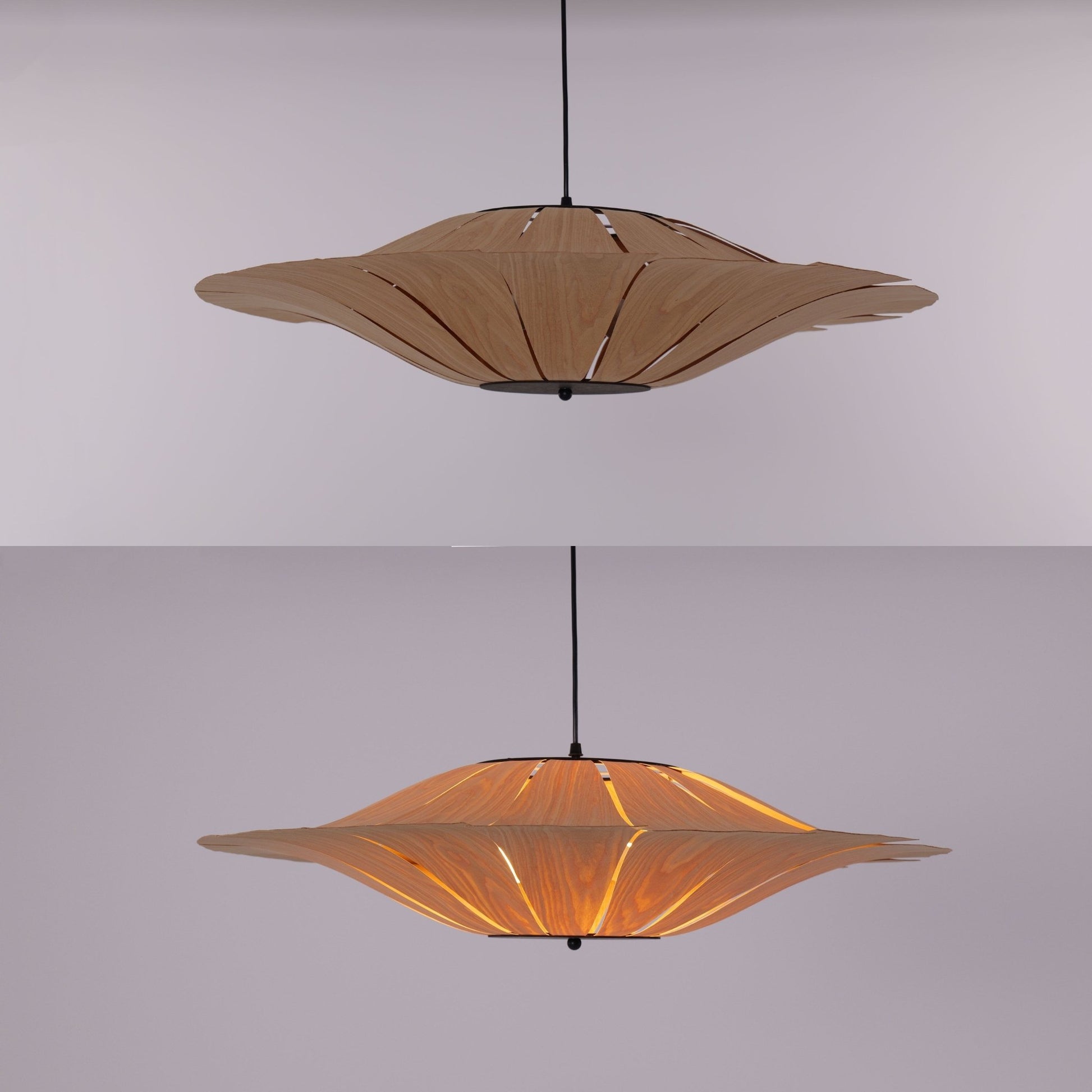 Lightsin Serene Wood Veneer LED Pendant Light with Tranquil Disc Design - House Comfort