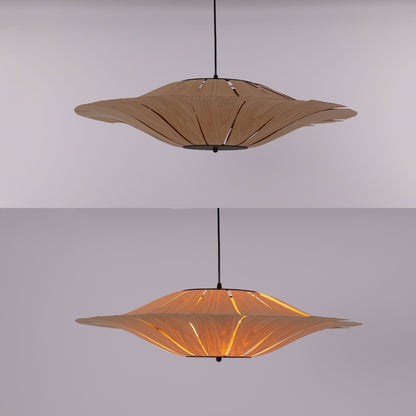 Lightsin Serene Wood Veneer LED Pendant Light with Tranquil Disc Design - House Comfort