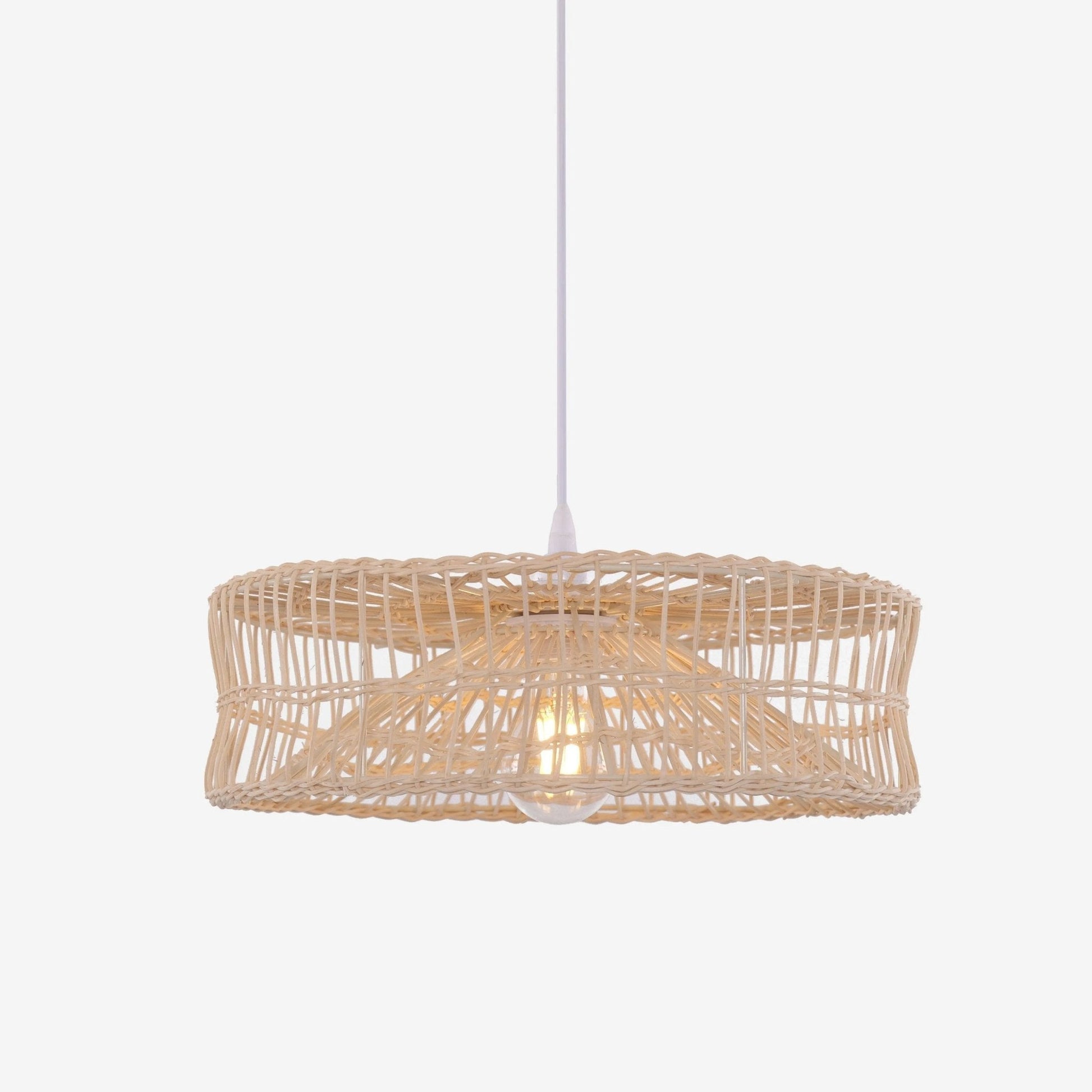 Lightsin Shallow Rattan Pendant Light for Kitchen Island Dining Area or Reading Corner - House Comfort