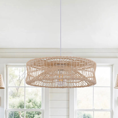 Lightsin Shallow Rattan Pendant Light for Kitchen Island Dining Area or Reading Corner - House Comfort