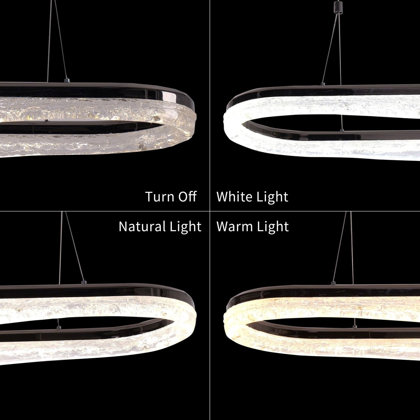 Lightsin Sleek Pearl Black LED Resin Oval Pendant Light Modern Chandelier Lighting - House Comfort