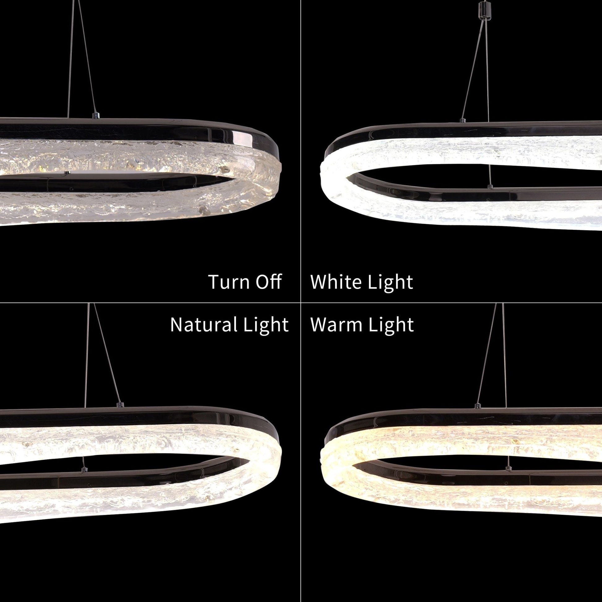 Lightsin Sleek Pearl Black LED Resin Oval Pendant Light Modern Chandelier Lighting - House Comfort