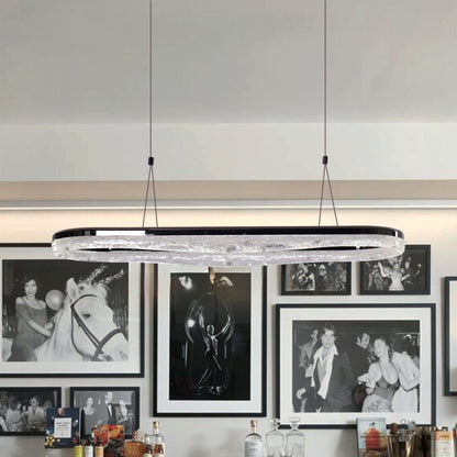 Lightsin Sleek Pearl Black LED Resin Oval Pendant Light Modern Chandelier Lighting - House Comfort