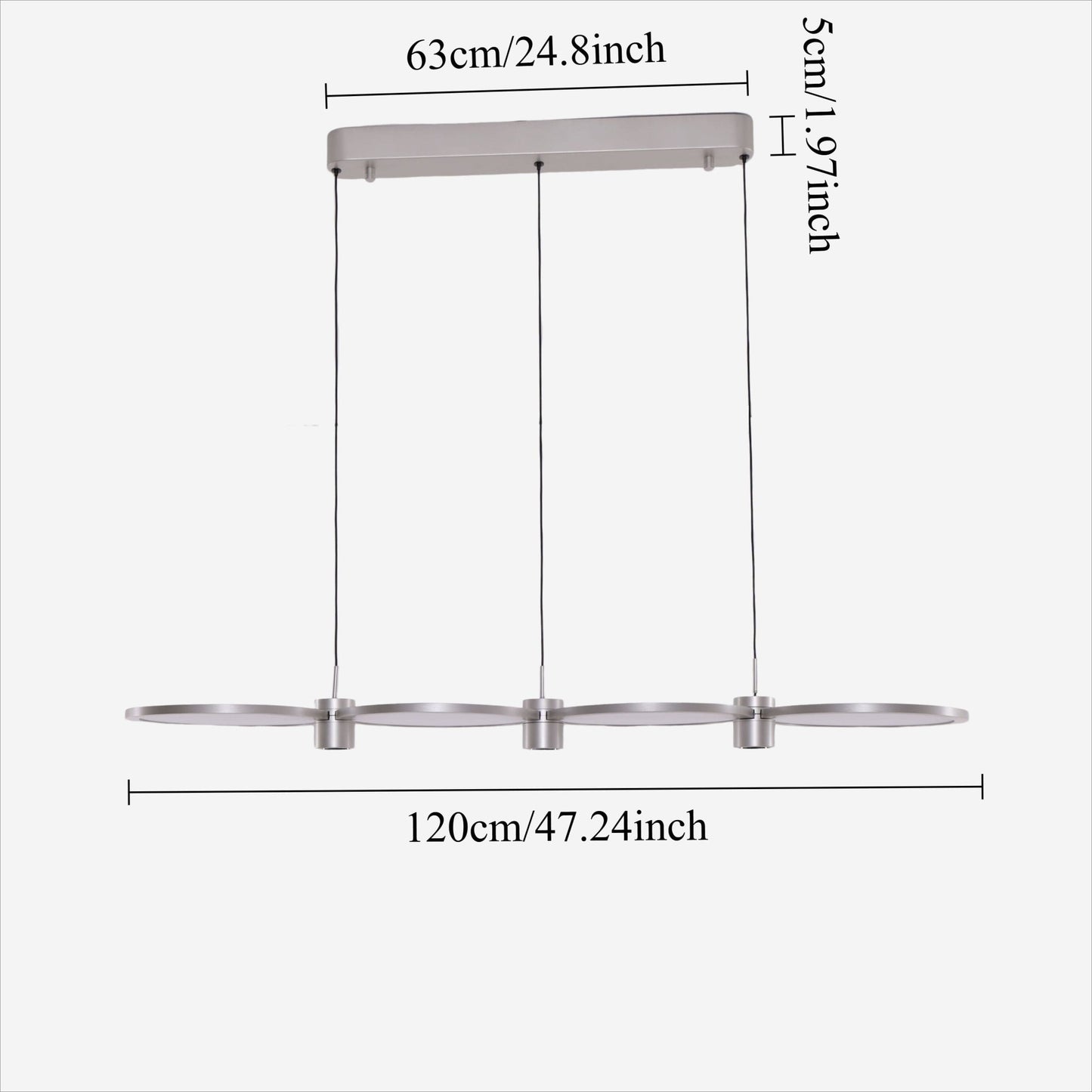 Lightsin Sleek Silver Linear Pendant Light with Acrylic Shades - House Comfort