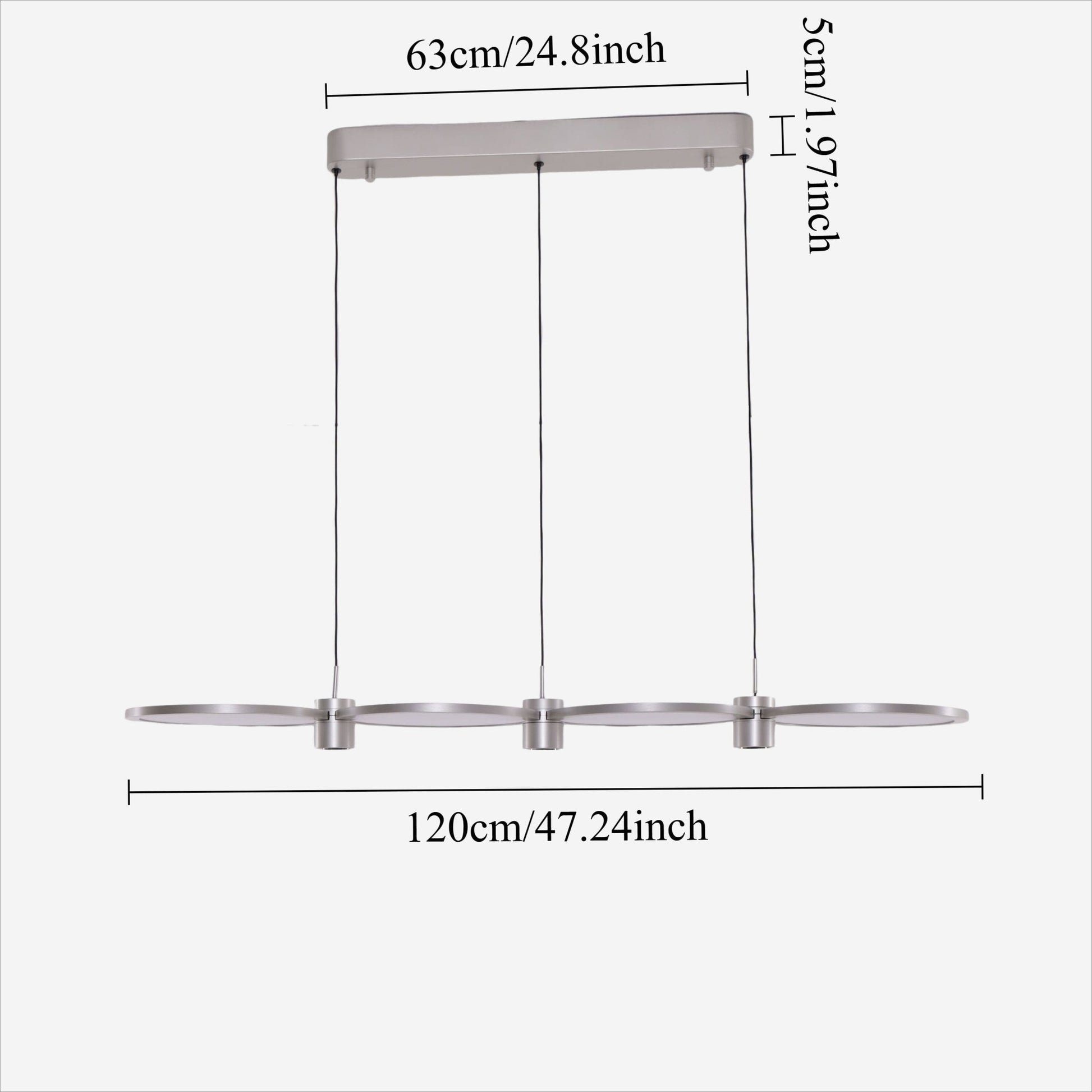 Lightsin Sleek Silver Linear Pendant Light with Acrylic Shades - House Comfort