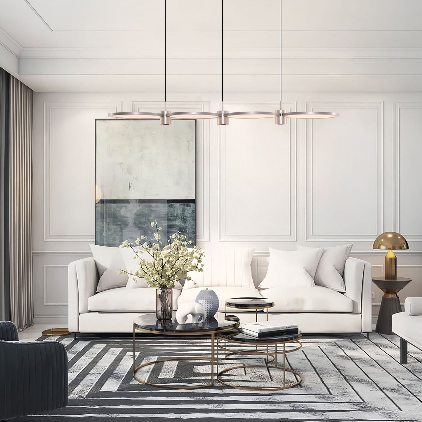 Lightsin Sleek Silver Linear Pendant Light with Acrylic Shades - House Comfort