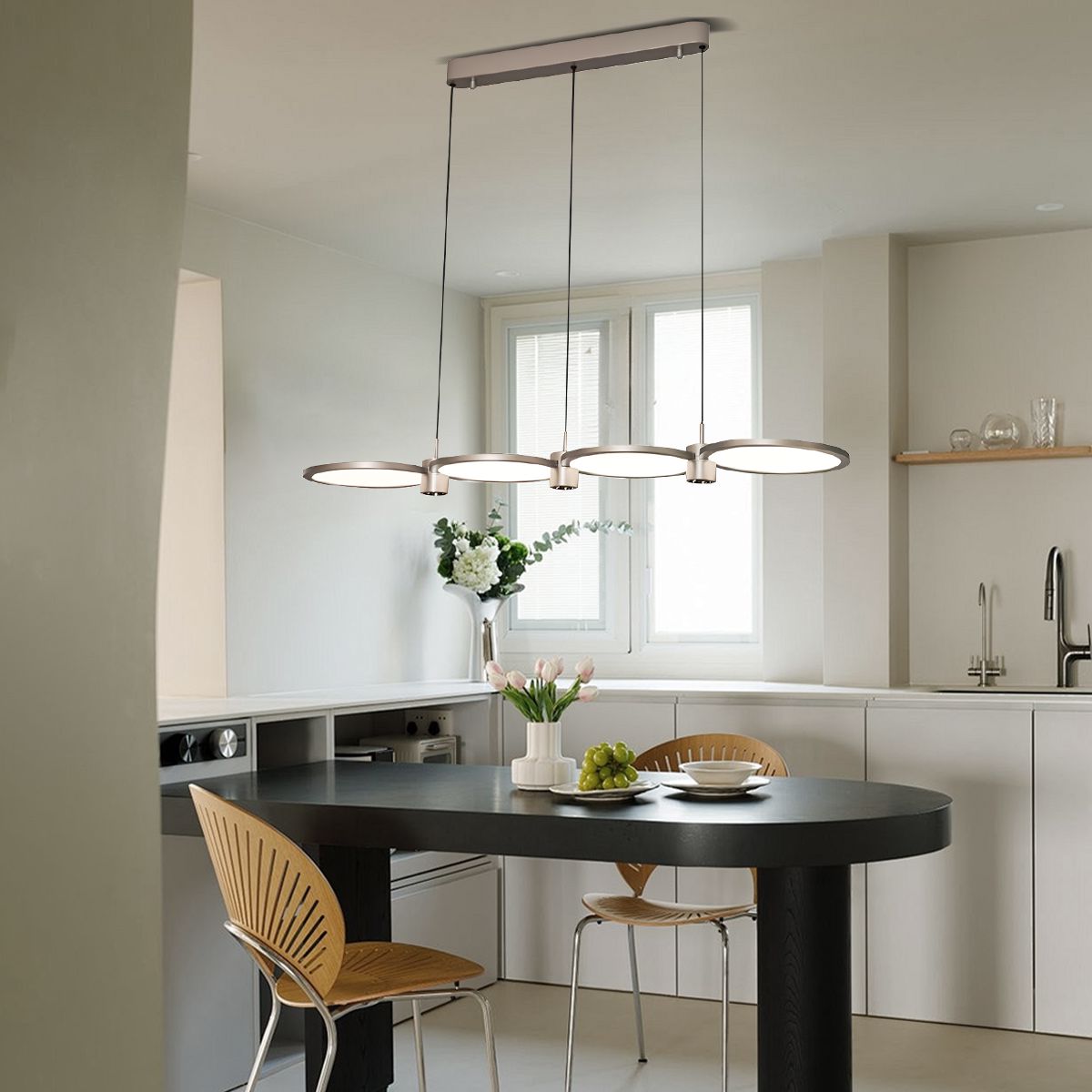 Lightsin Sleek Silver Linear Pendant Light with Acrylic Shades - House Comfort