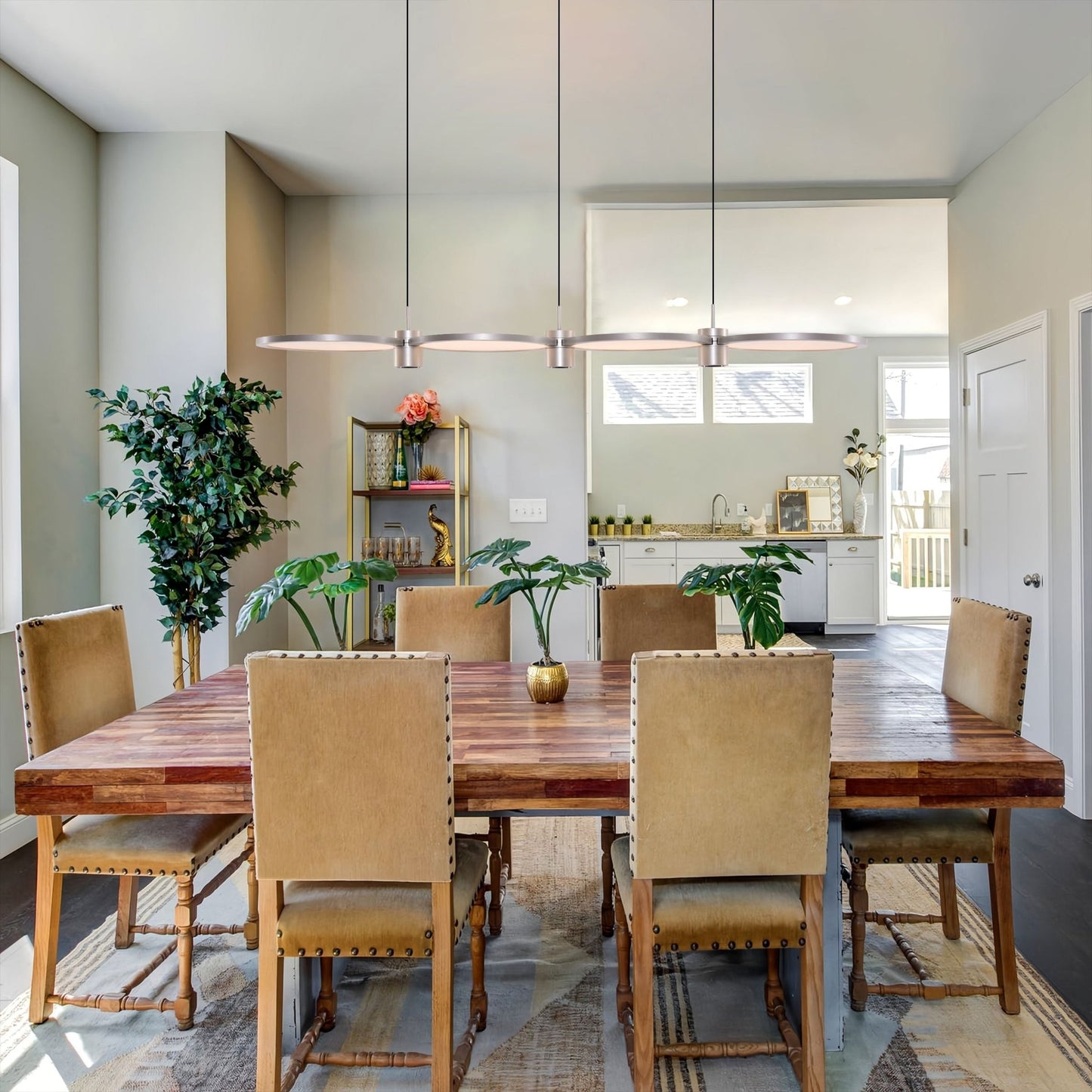 Lightsin Sleek Silver Linear Pendant Light with Acrylic Shades - House Comfort