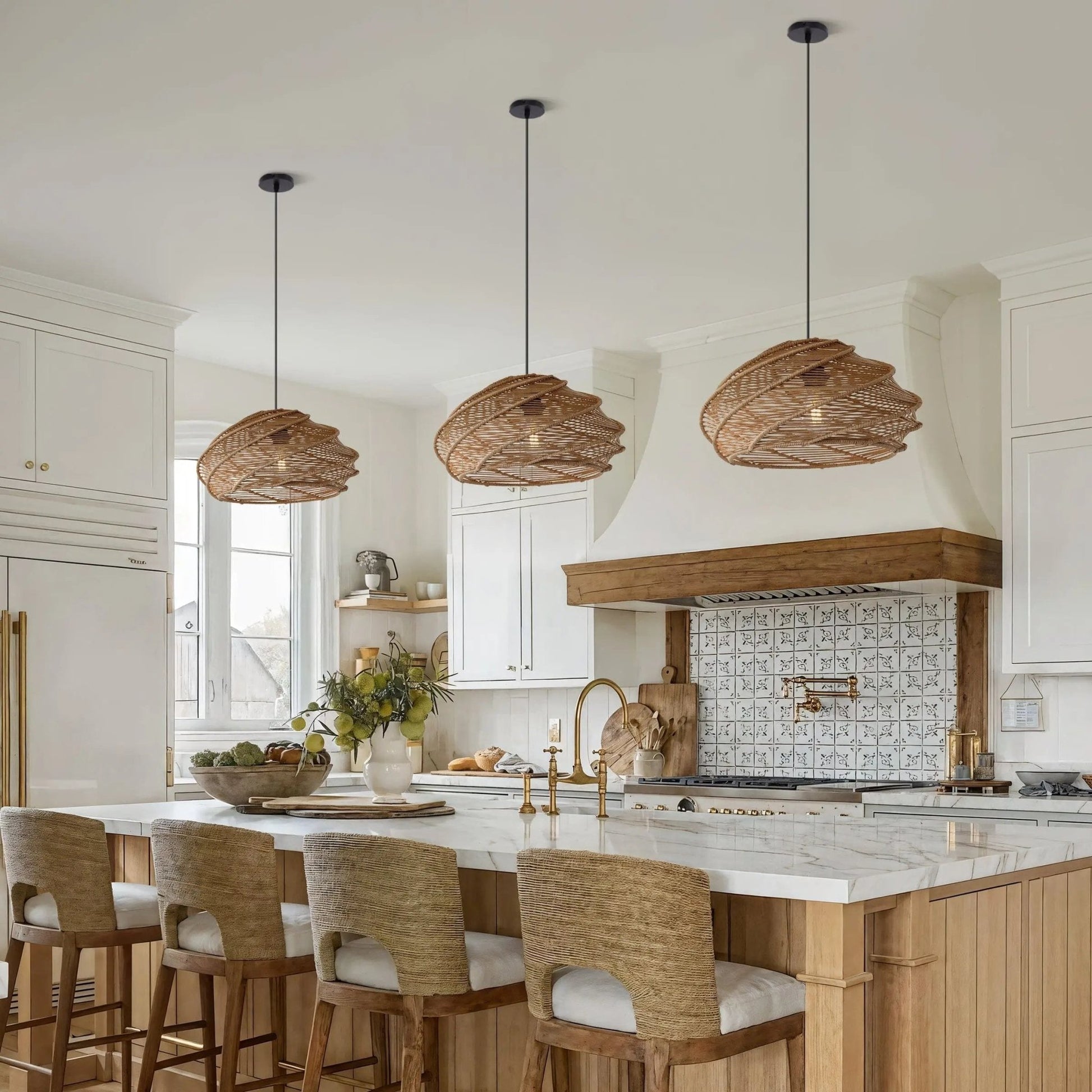 Lightsin Spiral Rattan Pendant Light for Bedroom Dining Bar - House Comfort