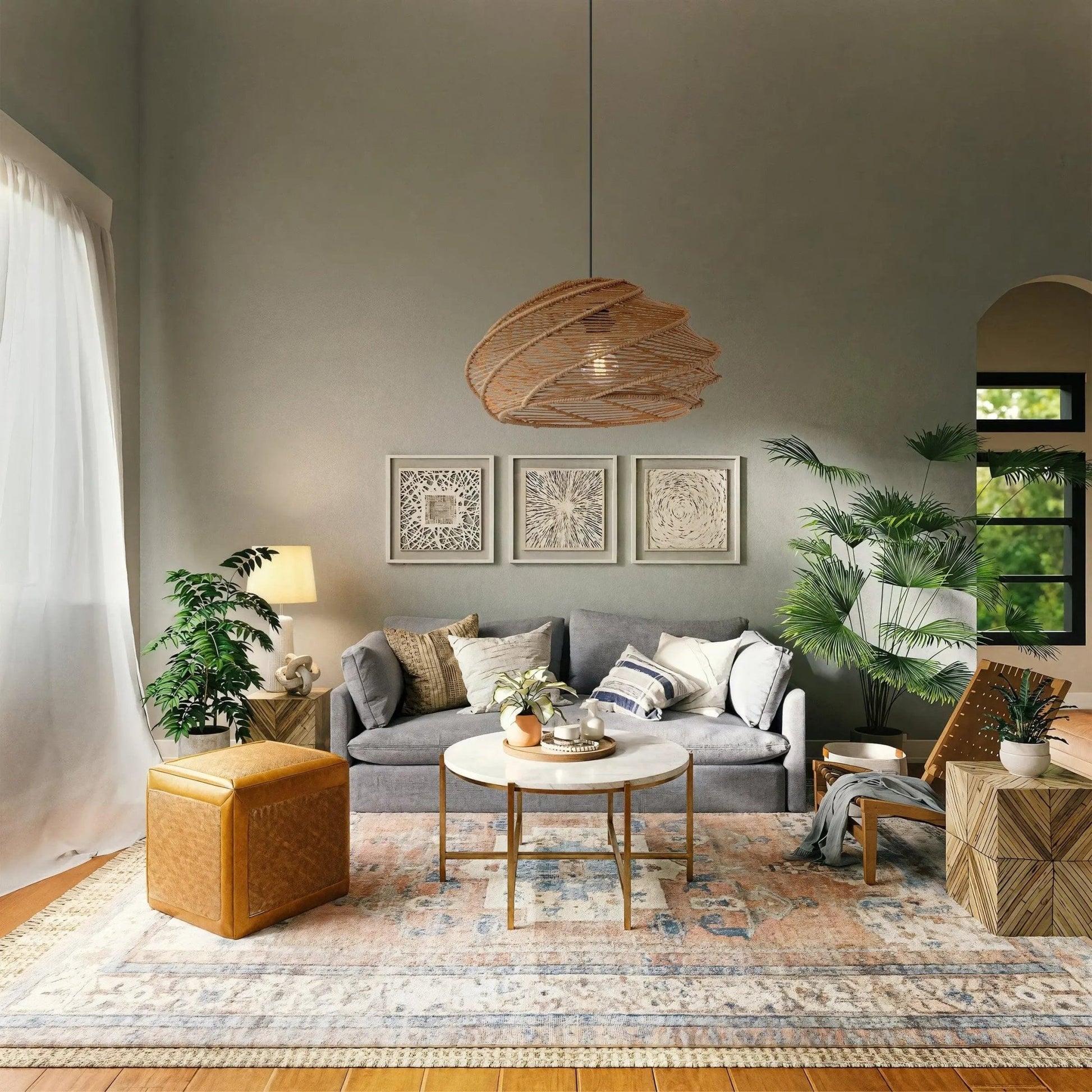 Lightsin Spiral Rattan Pendant Light for Bedroom Dining Bar - House Comfort