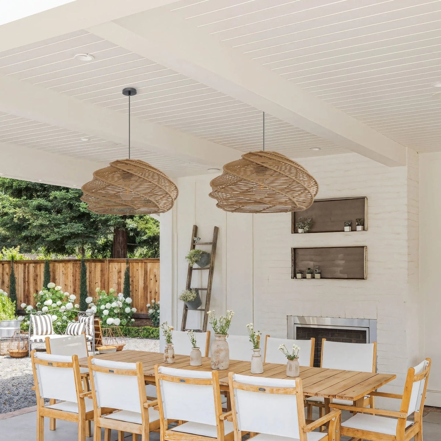 Lightsin Spiral Rattan Pendant Light for Bedroom Dining Bar - House Comfort