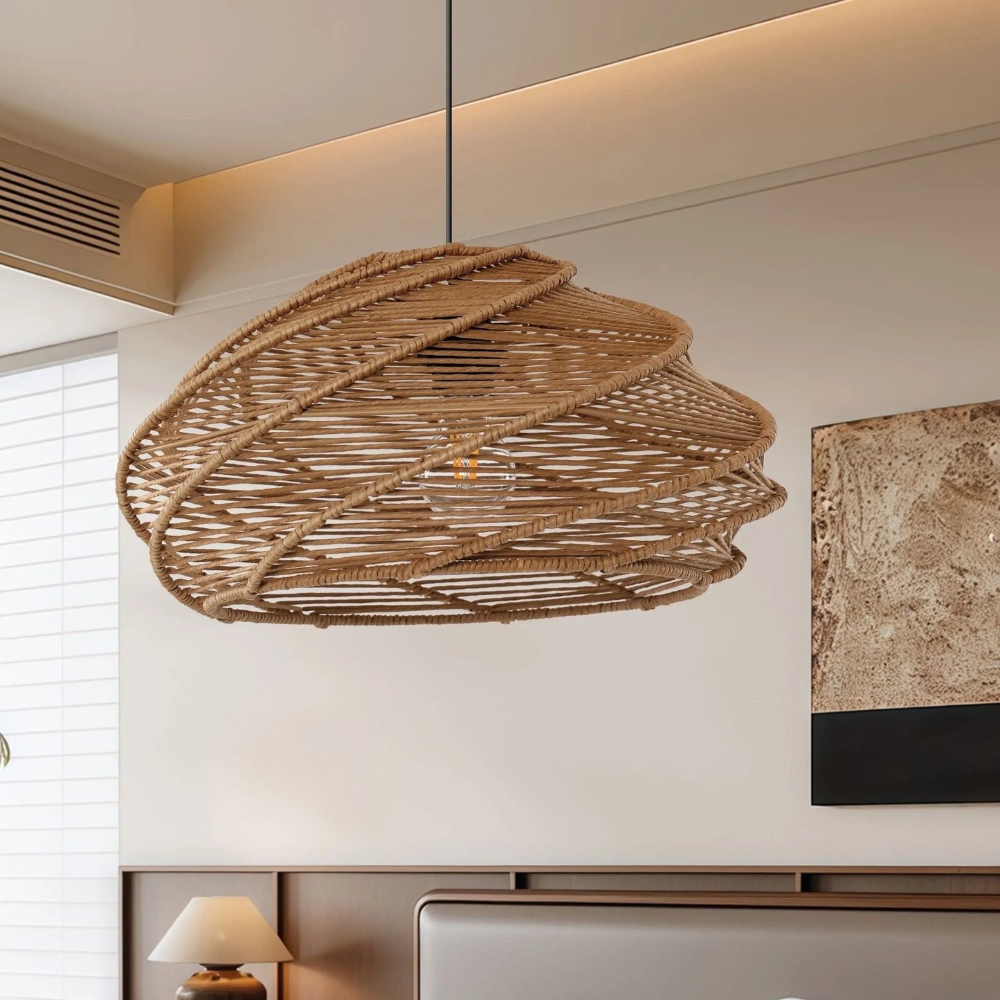 Lightsin Spiral Rattan Pendant Light for Bedroom Dining Bar - House Comfort