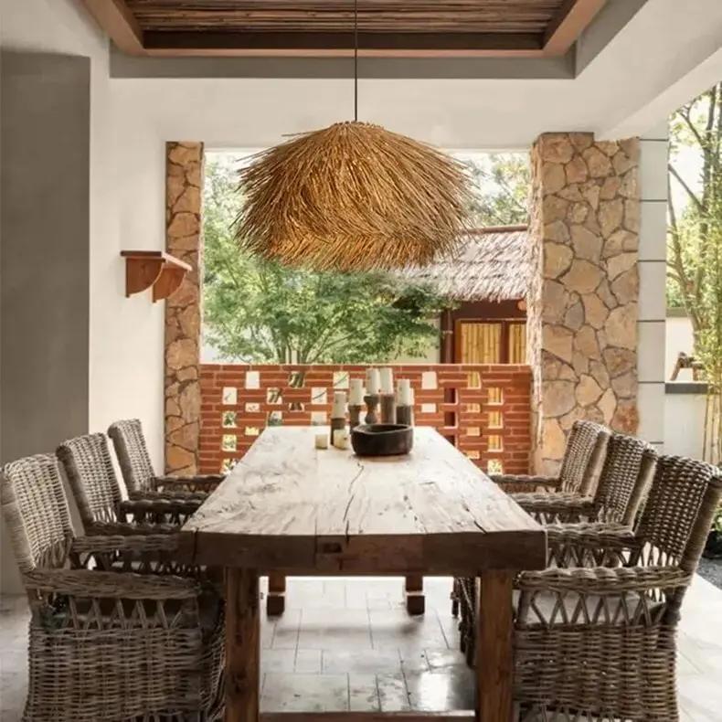 Lightsin Straw Stack Shaped Rattan Woven Pendant Light - House Comfort